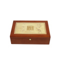 Top grade customized high gloss rubber wood treasure chest